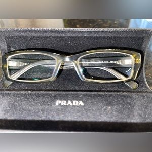 PRADA two toned glasses with metal case